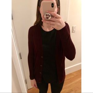 LOFT Size Medium Burgundy Cardigan